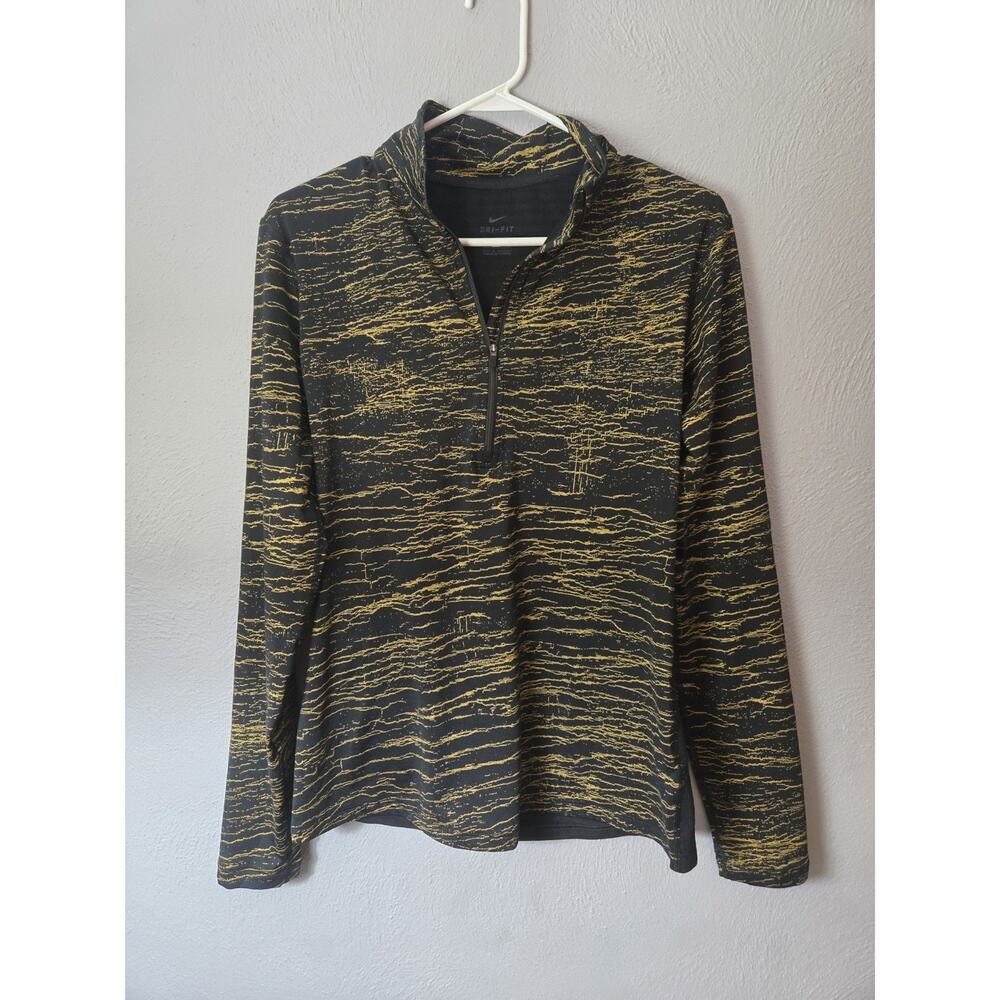 Nike Pro Dri Fit Men's Size Large Pullover Quarter- Zip Black and Gold